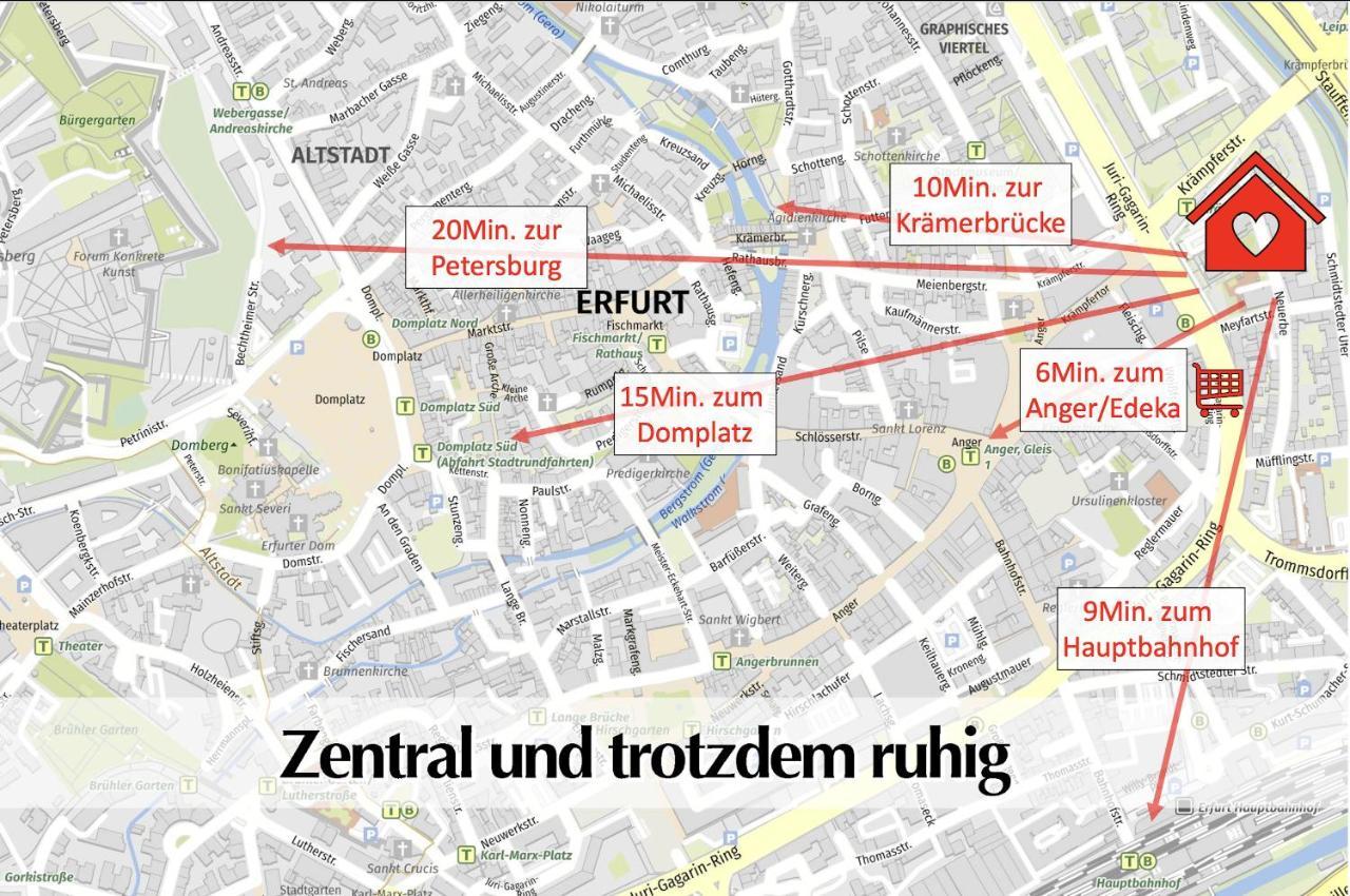Helle 72Qm Maisonette Wohnung Im Herzen Erfurts Mit Kingsize Bett, Smart-Tv, Etc Экстерьер фото
